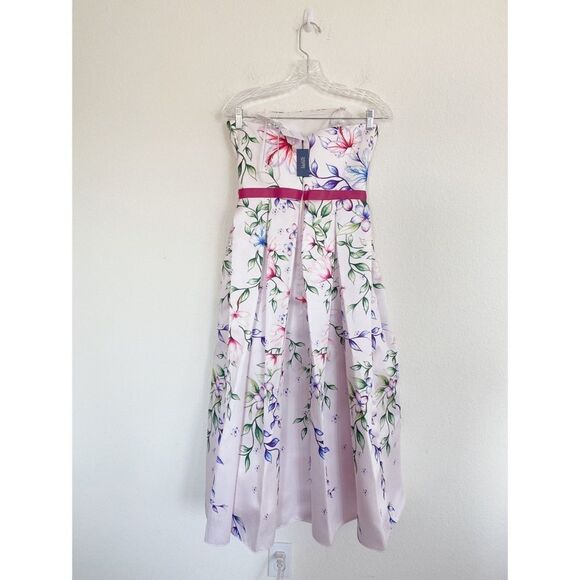 Marchesa Strapless Printed Mikado Corseted Dress - Picture 11 of 12